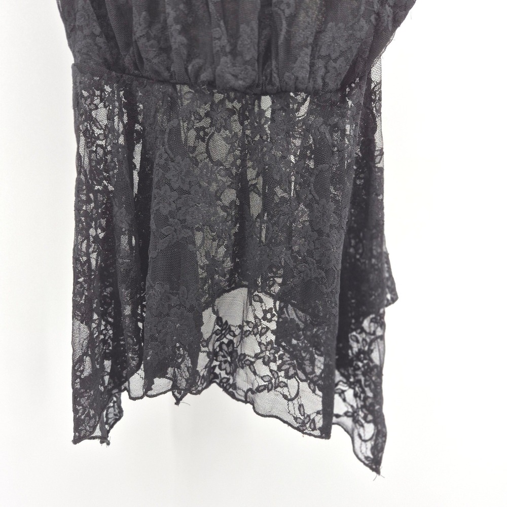 Just Polly Black Lace Handkerchief Hem Cami Top L Whimsigoth Y2K Babydoll Goth - Picture 4 of 9